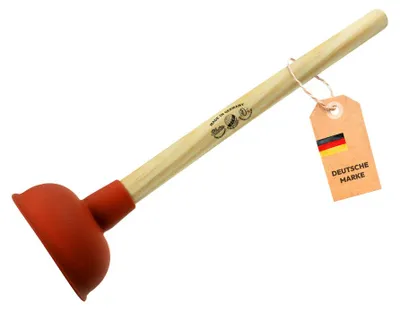 Produktbild von Dönges Ausgussreiniger Pömpel mit Holzstiel | Ø 140 mm Saugglocke | extra Saugkräftig | Abflussreini