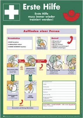 Produktbild von Aushang Anleitung zur Ersten Hilfe bei Unfällen 40x56cm Kunststoffplatte BG