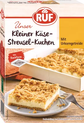 Produktbild von RUF Kleiner Käse-Streusel-Kuchen Backmischung