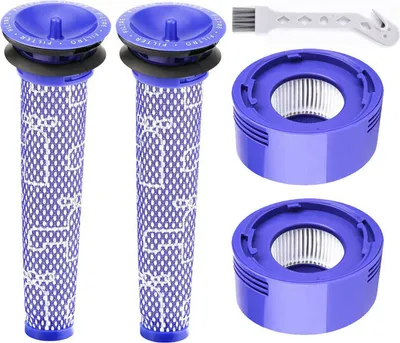 Produktbild von Passend für Dyson kabelloser Handstaubsauger V7 V8 Zubehör HEPA Heckfilter Hypa Filter (V8 Front Blau*2+V8 Heck*2+Vogelbürste*1)