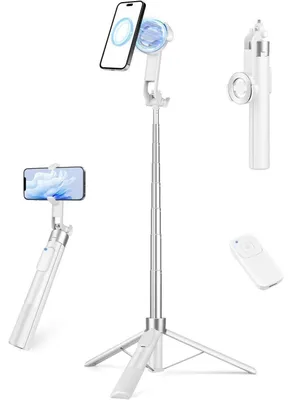 Image de Trépied avec support MagSafe, 178 cm, blanc, en aluminium, pour iPhone, Samsung, Huawei