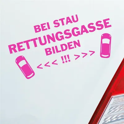 Produktbild von Auto Aufkleber Bei Stau Rettungsgasse bilden! Feuerwehr Leben retten 19x9 cm Pink Sticker Heckscheibenaufkleber