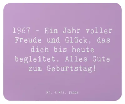Produktbild von Mr. & Mrs. Panda Mouse Pad Spruch 1967 Geburtstag Freude - Lavendeltraum - Geschenk, Mousepad, Alter, Jahr voller, Geburtstagsgeschenk, pc, Geburtstagserinnerungen