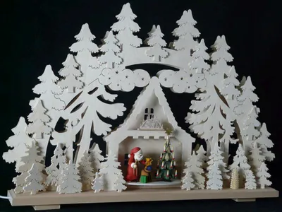 Obrázok produktu pre Sviečkový oblúk s Otcom Vianoc na vianočnom stromčeku a osvetlením ŠxVxH 70x43x7cm NOVINKA