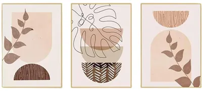 Image de Tableaux sans cadre Abstrait Feuilles Boho sur Toile 60x90 cm Lot de 3 pièces