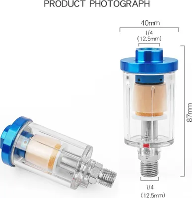 Obrázek produktu pro Mini 1/4'' odlučovač vody a oleje Inline vzduchový hadicový filtr Odlučovač vlhkosti Kompresor Rozprašovač Pneumatické lakovací stříkací nářadí