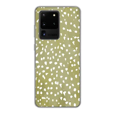 Produktbild von MuchoWow® Handyhülle Schutzhülle Hülle für Samsung Galaxy S20 Ultra Polka dots - Weiß - Grün Silikon Softcase Handy Hülle - Karteninhaber