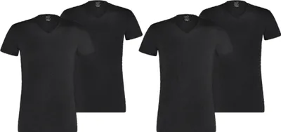 Produktbild von Puma Herren V-Neck Shirts 4er Pack Schwarz Black Baumwolle