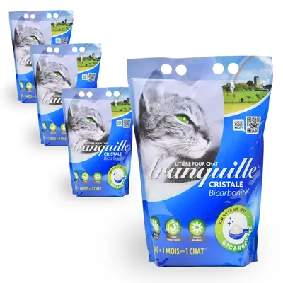 Produktbild von Tranquille - Katzenstreu, Kristall, Silikagel und Bicarbonit, 4 l, 4 Stück