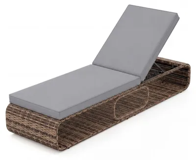 Produktbild von KOMFOTTEU Sonnenliege mit Auflage, Gartenliege aus Polyrattan, Liegestuhl mit 7 fach verstellbarer Rückenlehne, Relaxliege bis 180 kg belastbar, Outdoor Liege für Garten, Balkon & Terrasse