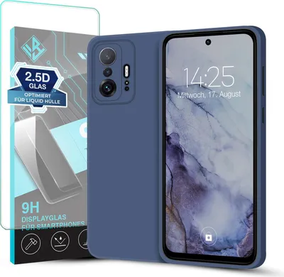 Produktbild von Hülle für Xiaomi 11T / 11T Pro mit 9H Displayglas Displayschutz Plus Case Cover Bumper Silikon Softgrip Schutzhülle Farbe: Lavendelblau