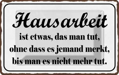 Produktbild von vianmo Blechschild 12x18 cm Hausarbeit ist etwas das man Dekoration Spruch Zitat