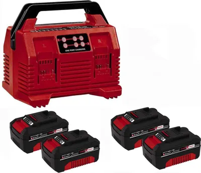 Produktbild von Einhell Ladegerät Power X-Quattrocharger 4A 18V + 4 x Akku 4.0 Ah, Laden von 2x2 Akkus,6-fache LED-Zustandsanzeige