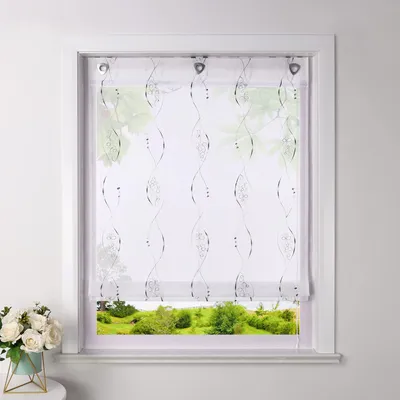 Produktbild von Omgoods - Verdunkelungsrollo ohne Bohren - Voile-Gardine, grau, 100 x 140 cm