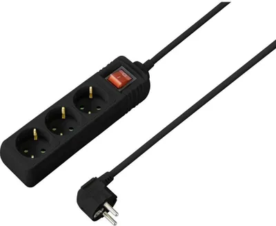 Produktbild von Sygonix SY-4890988 Steckdosenleiste mit Schalter 3fach Schwarz Schutzkontakt 1 St.