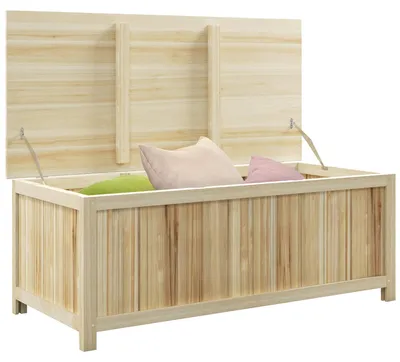 Image de Coffre de jardin - Coffre de rangement - Coffre en bois - Boîte de jardin - Armoire de rangement d'extérieur - Bois massif - Résistant aux intempéries - Capacité de 172 litres