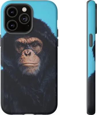 Produktbild von Affenmotiv mit schwarzem Fell-Hoodie – Handyhülle Kompatibel mit iPhone 14 Pro Max