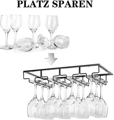 Image de Porte-verres à vin peu encombrant, 1 pièce, métal, 40 x 22,9 x 6,9 cm