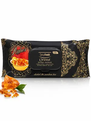 Produktbild von Deep Fresh Feuchte Pflegetücher Amber Oriental 120 Stück – alkoholfrei