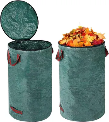 Imagen del producto de Bolsas para residuos de jardín, color verde, de 120 litros (2 unidades), con tapa y 4 asas, autoportantes