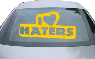 Produktbild von Indigos UG - Aufkleber Heckscheibe & Motorklappe DE2101 - gold - 600x300 mm - I LOVE HATERS - Auto Scheiben Fenster Heckklappe Tuning Racing JDM - Die cut