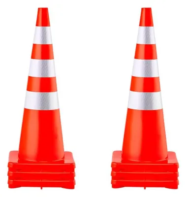Productafbeelding van Veiligheidskegels, verkeerskeegels, 6 stuks, oranje, reflecterende randen, wegmarkering