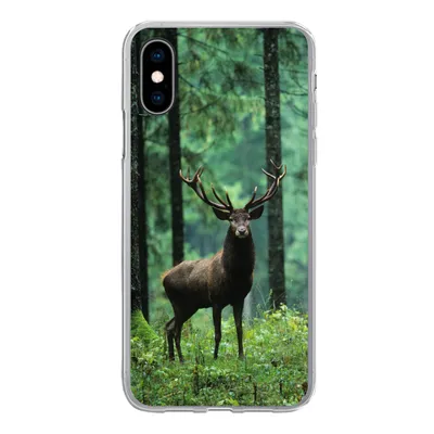 Produktbild von MuchoWow® Handyhülle Schutzhülle Hülle für iPhone X Hirsche - Wald - Bäume - Tiere - Natur Silikon Softcase Handy Hülle - Handyhülle