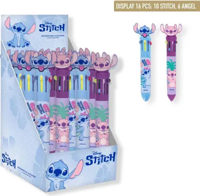 Productafbeelding van Loli & Stitch, display met tien verschillende kleuren balpen (16 stuks)