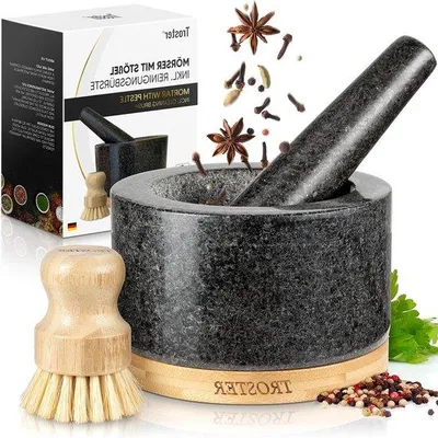 Obrázok produktu pre Veľké žulové mažiare s tĺčikom a kefkou
