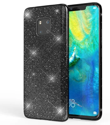 Image de Housse de portable NALIA compatible avec Huawei Mate20 Pro, Glitter Case Back Cover Noir