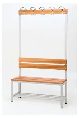 Produktbild von Garderobenbank mit Haken einseitig und Schuhrost 170x100x30 cm | Umkleidebank für Garderobe und Kindergarderobe