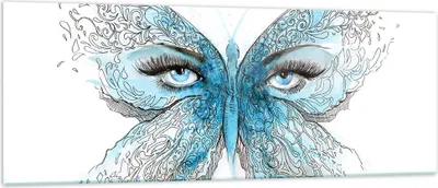 Produktbild von Bilder auf glas - Illustration Gesicht Schmetterling Wimper - 140x50cm - Glasbilder - Wandbilder - Kunstdruck - Wanddekoration aus Glas - Glas Bilder - Wandbild auf Glas - GAB140x50-3026