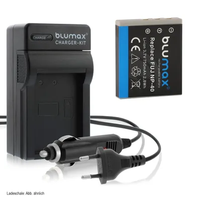 Produktbild von 1x Akku + Lader für Fuji NP-40 Pentax D-LI85 Minolta NP-1  750 mAh (3,7V)