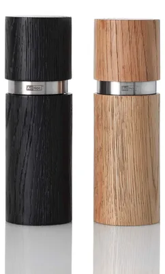 Obrázek produktu pro Sada mlýnků na pepř a sůl TEXTURA, černý a světlý jasan/nerez, 15 cm