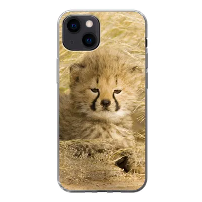 Produktbild von MuchoWow® Handyhülle Schutzhülle Hülle für iPhone 13 mini Gepard - Jung - Gras Silikon Softcase Handy Hülle - Softcase