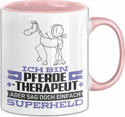 Produktbild von Pferdetherapeut Geschenk Tasse Ich Bin Pferdetherapeut Aber Sag Doch Einfach Superheld Lustige Geschenkdiee für Pferdetherapeut Kaffee-Becher (Rosa)