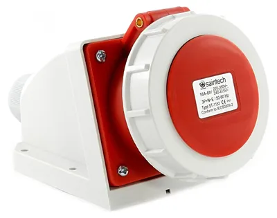 Image de Prise murale pour câble, série CEE Starkstrom, 16A, 400V, IP67, 5 pôles, avec couvercle à vis et couvercle rabattable, pour une utilisation en extérieur et en camping, référence 91643