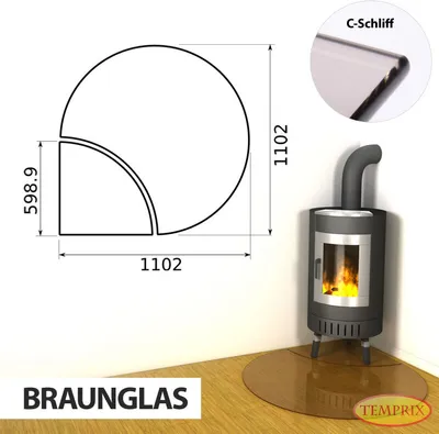 Produktbild von AKTION ! Kaminbodenplatte & Funkenschutzplatte - Funkenschutz für Kamin & Ofen - geteilte Saisonplatte Edmonton - Braunglas