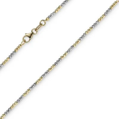 Produktbild von 1,8mm Armband Armkette Kugelkette diamantiert 750 Gold Gelbgold Weißgold 19cm