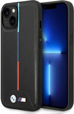 Produktbild von BMW M Quilted Tricolor Metall-Logo iPhone 15 iPhone 14 iPhone 13  6,1" schwarz