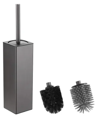 Image de SolidKeus - Brosse WC grise avec support et 2 brosses