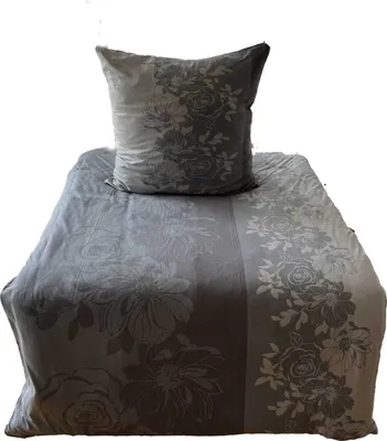 Produktbild von aboutyourhome bettwäsche Fleece Bettwäsche Winter Blumen Grau 135x200 80x80, 2tlg.