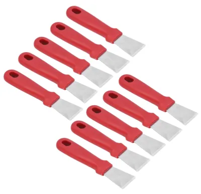 Obrázek produktu pro 10 ks špachtlí – robustní a odolné, z nerezové oceli, ergonomický design, protiskluzová rukojeť, široké využití, škrabka na pracovní stůl