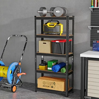 Produktbild von Metallregal Standregal Schwerlastregal Lagerregal,Regal mit Stahlgestell, Mehrzweckregal,Werkstattregal,5 verstellbare Ablagen,bis 150kg belastbar