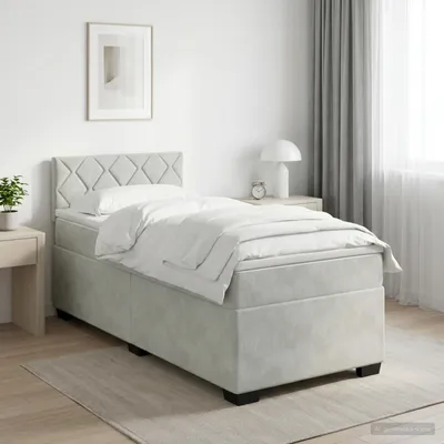 Immagine prodotto di Maison Exclusive - Letto boxspring con materasso grigio chiaro 90 x 190 cm velluto