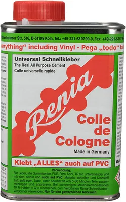 Produktbild von Renia Colle de Cologne 850g – Spezialkleber für Schuhe, Neopren, Latex, PVC + Gummi - Profi-Klebstoff mit hoher Klebkraft, vielseitig einsetzbar, ideal für Schuhreparaturen