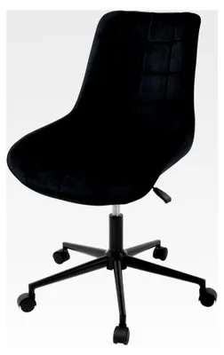Produktbild von Bürostuhl mit Samtbezug, Schwarz, Metallgestell, höhenverstellbar, 360° drehbar, mit 5 Rollen, ergonomisch für Home Office und Büro