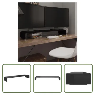 Produktbild von The Living Store TV-Tisch/Bildschirmerhöhung Glas Schwarz 110x30x13 cm