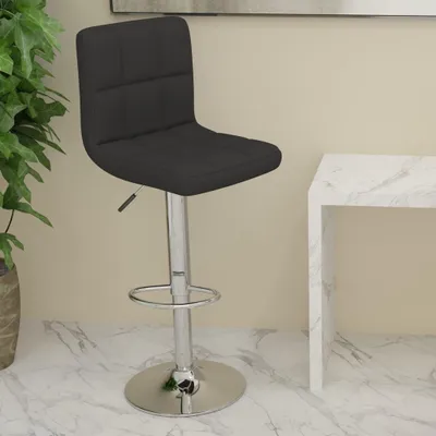 Image de Tabouret de bar "Höringen" en tissu noir. Dimensions (L/H/P) 40x111x47 cm
