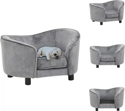 Produktbild von vidaXL Hundesofa Grau 69x49x40 cm Plüsch - Hundebetten